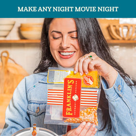 Franklin's USA-made packaging highlights quality and domestic production for popcorn lovers.
