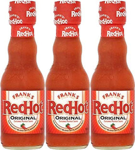 Frank's Red Hot Cayenne Sauce 5oz bottle in a 3-pack adds bold flavor to meals.