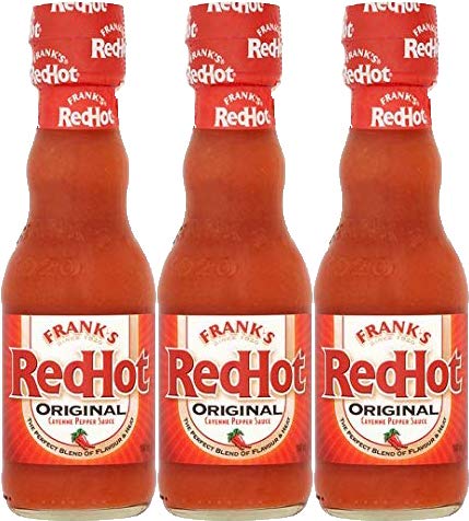 Frank's Red Hot Cayenne Sauce 5oz bottle in a 3-pack adds bold flavor to meals.