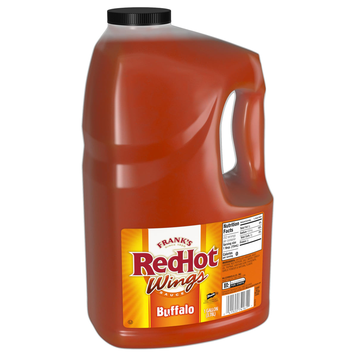 Frank's RedHot Original Buffalo Wings Sauce bottle closed, authentic flavor for wings