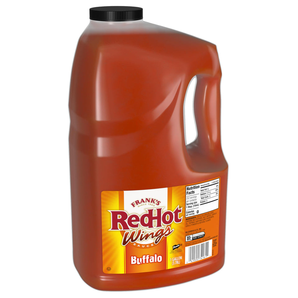 Frank's RedHot Original Buffalo Wings Sauce bottle closed, authentic flavor for wings