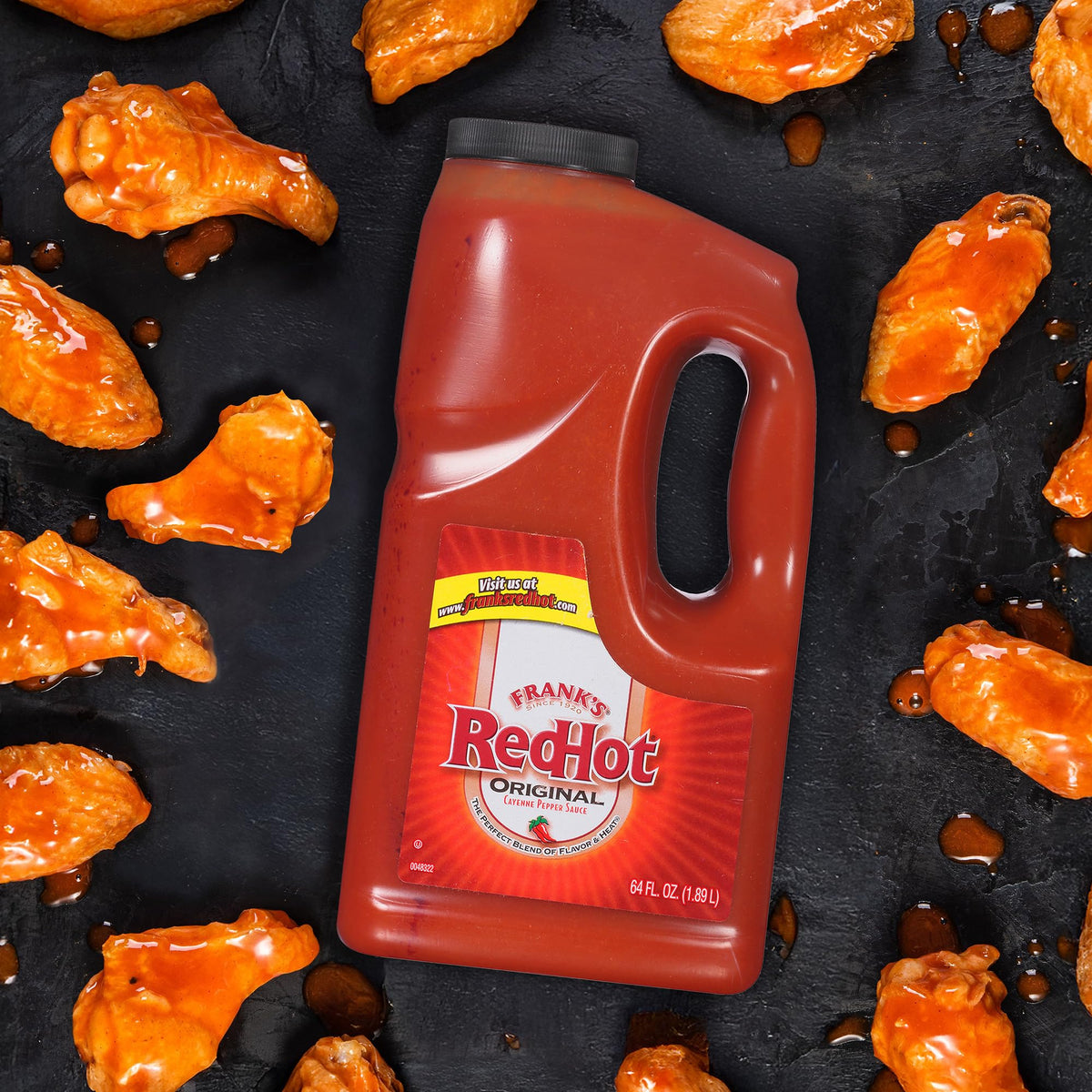 Franks RedHot Original Cayenne pantry display ready for game-day meals.