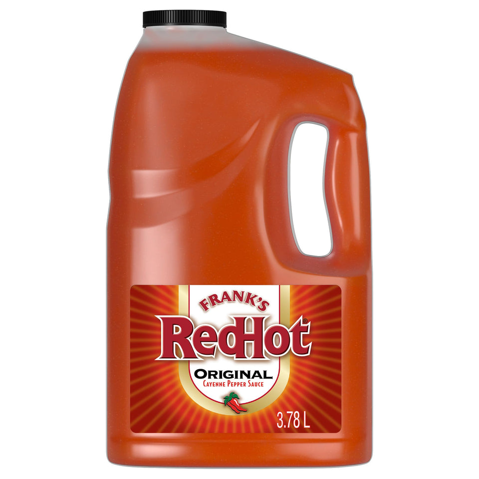 Frank's RedHot Original Cayenne Sauce 1 gal bulk bottle for busy kitchens.