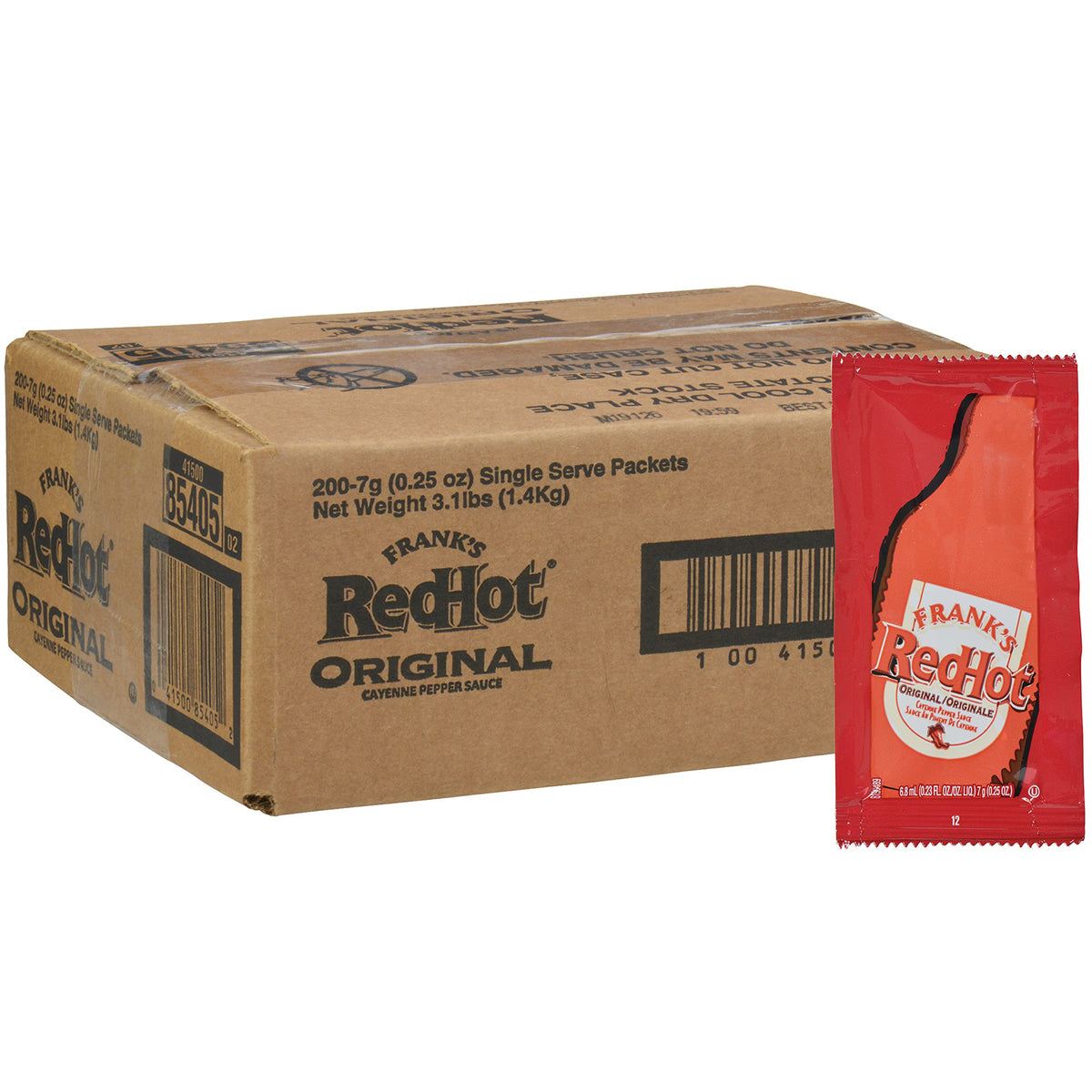 Frank's RedHot Original Cayenne Sauce Packets 200-count for portable flavor on the go.