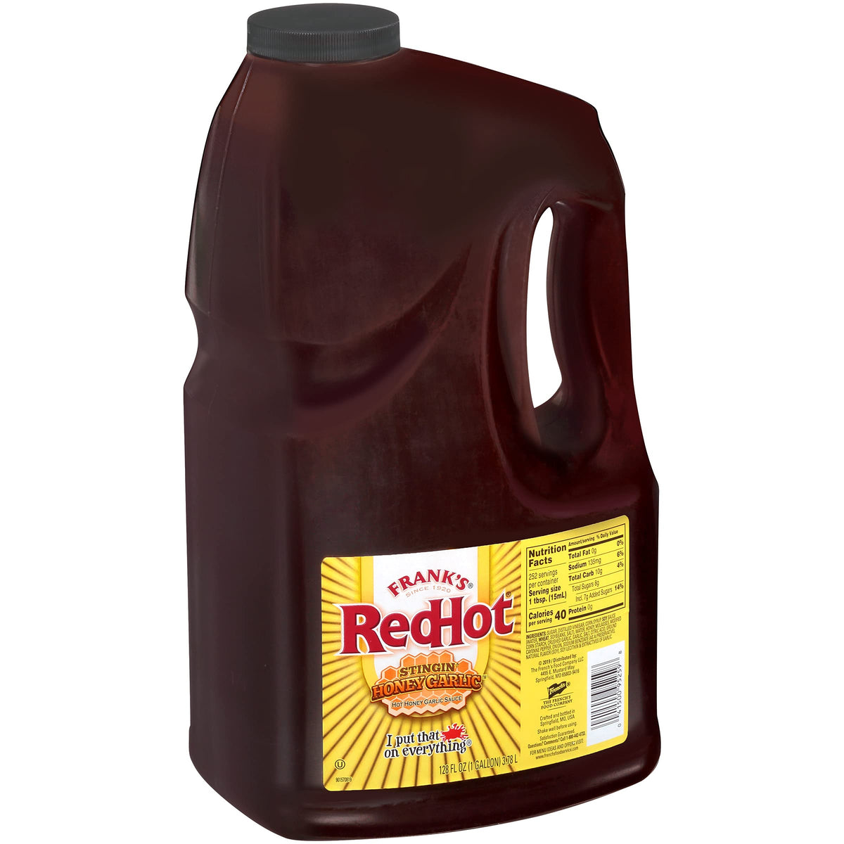 Frank's RedHot Stingin' Honey Garlic sauce bottle pouring to add sweet heat