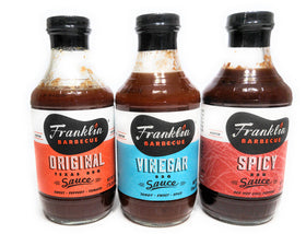 Franlin BBQ Texas BBQ Sauce bottle for smoky glaze on grilled meats.