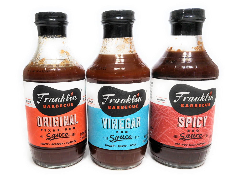 Franlin BBQ Texas BBQ Sauce bottle for smoky glaze on grilled meats.