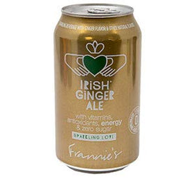 Frannie's sparkling beverage can highlighting vitamins and energy for a quick pick-me-up