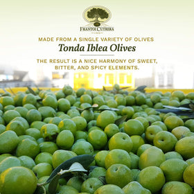 Frantoi Cutrera Primo single-variety Tonda Iblea olives offer early harvest flavor.