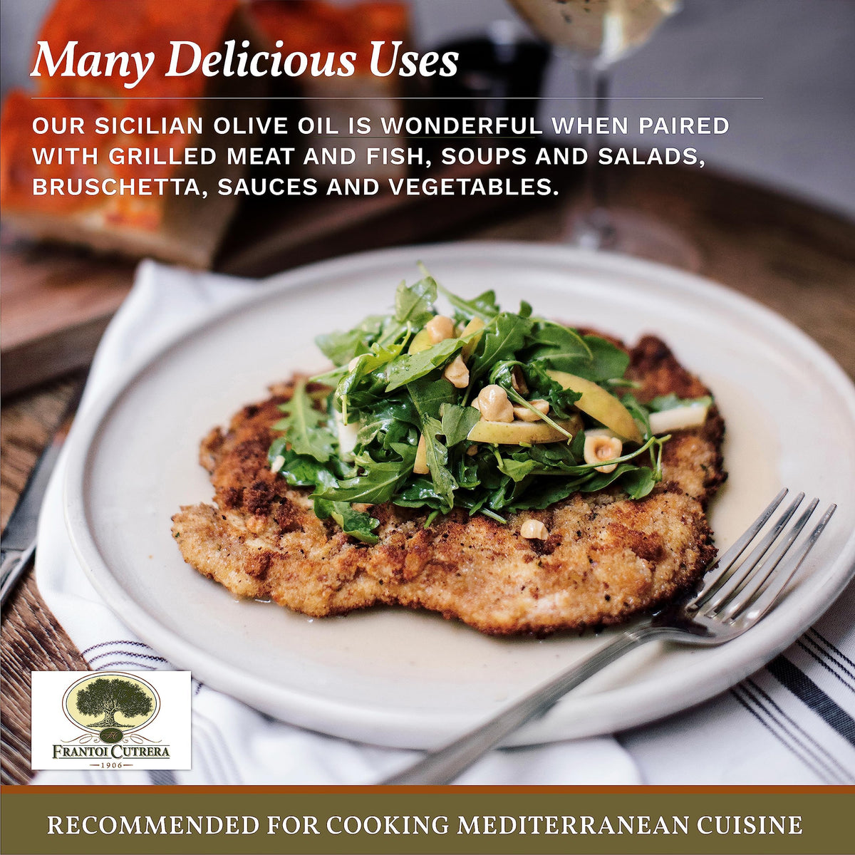 Frantoi Cutrera Selezione pairs well with bread, vegetables and grilled meats