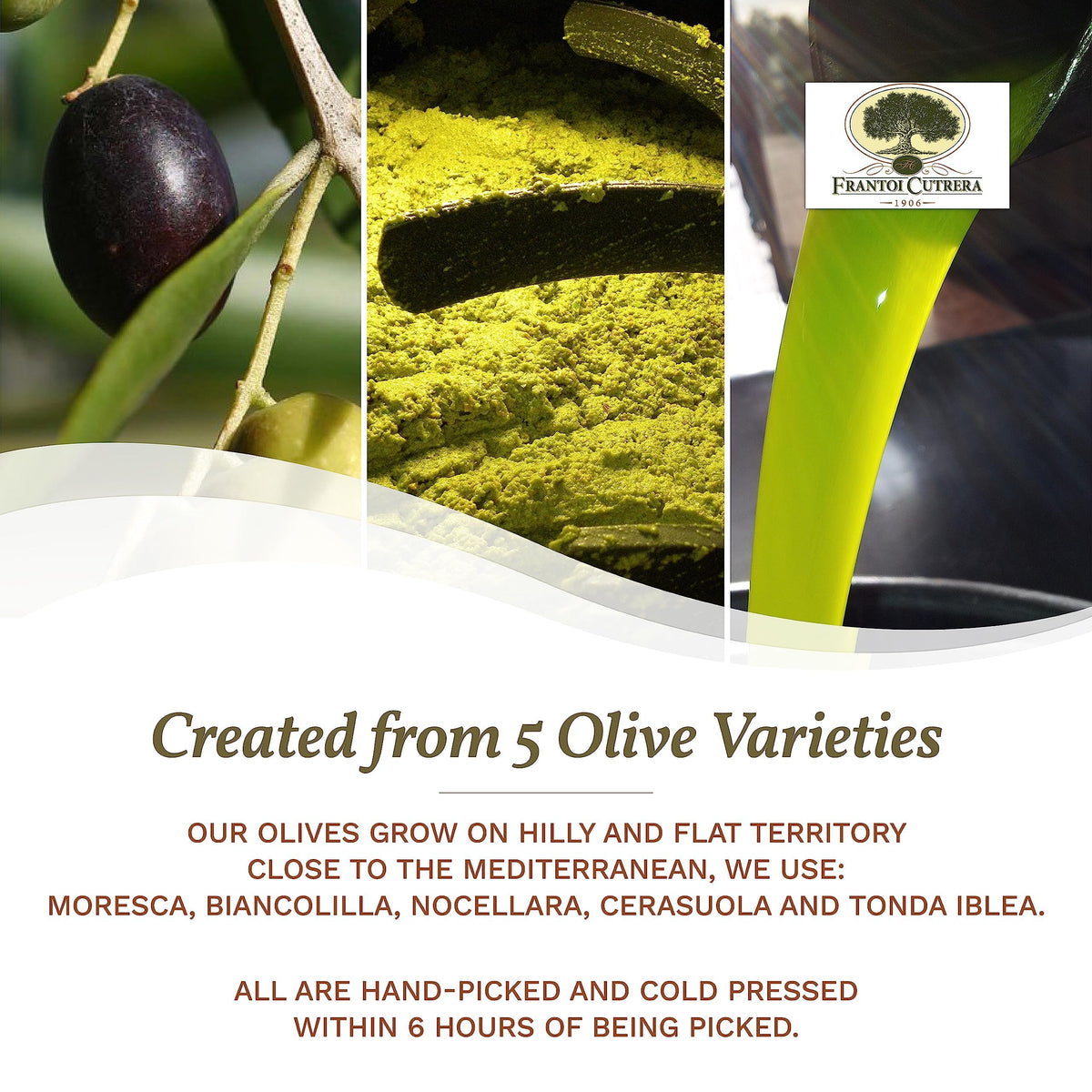 Unfiltered Frantoi Cutrera Selezione EVOO bottle for full-bodied texture