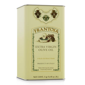 Frantoia extra virgin olive oil 1014fl-oz tin bottle front view, premium Sicilian flavor.