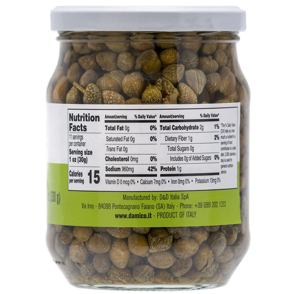 FRATELLI D'AMICO capers close-up highlighting tangy, briny texture for toppings.