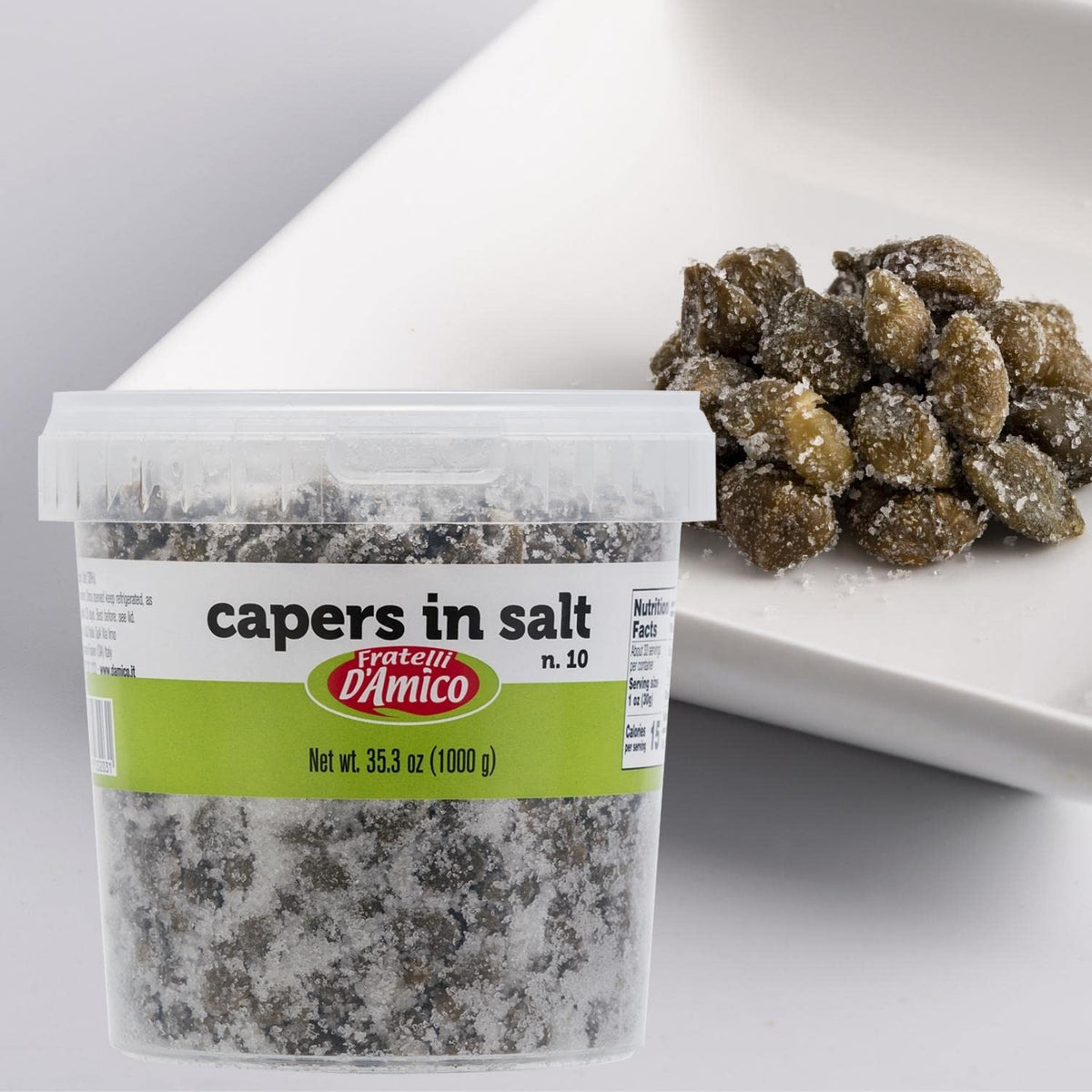 FRATELLI D'AMICO capers on salmon crostini: bright tang and visual pop.