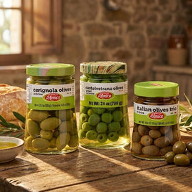 Fratelli D'Amico olives on a crudite board illustrate Mediterranean pairing