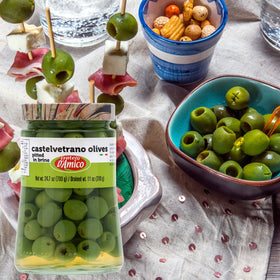 Fratelli D'Amico Castelvetrano olives served as appetizer suggests versatility