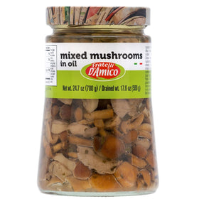FRATELLI D'AMICO mixed mushrooms in oil jar for quick, flavorful starters.