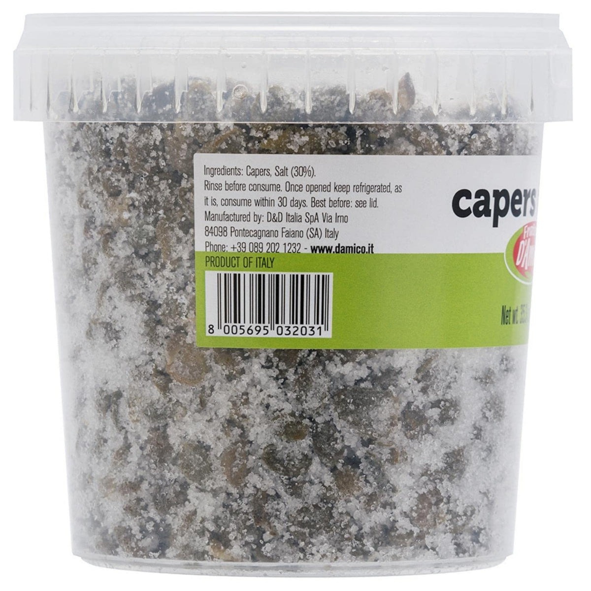 FRATELLI D'AMICO nonpareil capers closeup: firm texture and delicate flavor.
