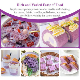 Fraunitsh purple sweet potato powder dessert topping on cakes and tortes.