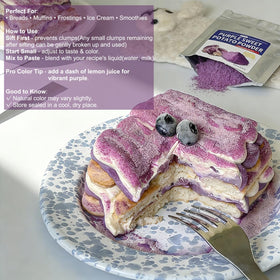 Fraunitsh purple sweet potato powder smoothie glass showcases rich purple tint.