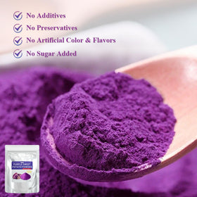 Fraunitsh purple sweet potato powder vibrant color swirl enhances smoothies and pancakes.