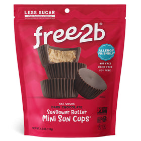 Free 2b Dark Chocolate Sun Cups Minis pack shot for convenient six-pack snacking