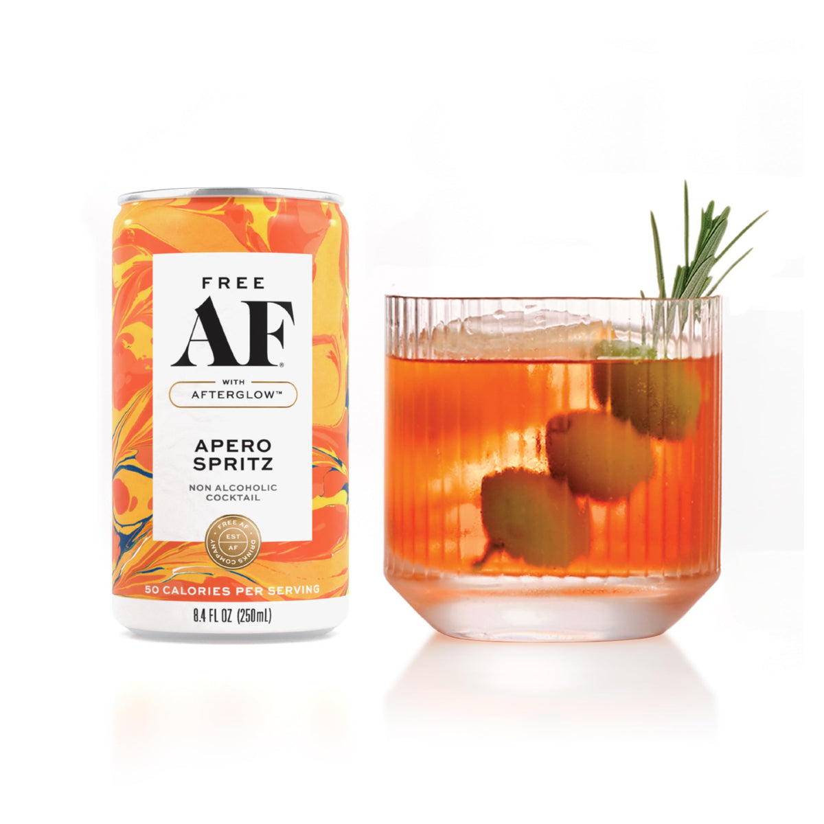 Free AF Gluten-free, low-calorie can showcased for mindful sipping.