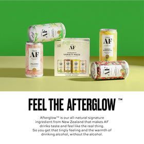 Free AF Margarita Variety Pack bubbles close-up, premium non-alcoholic experience.