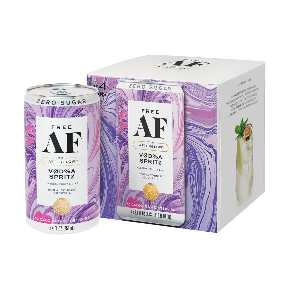 Free AF non-alcoholic vodka spritz bottle with botanicals for mindful sipping