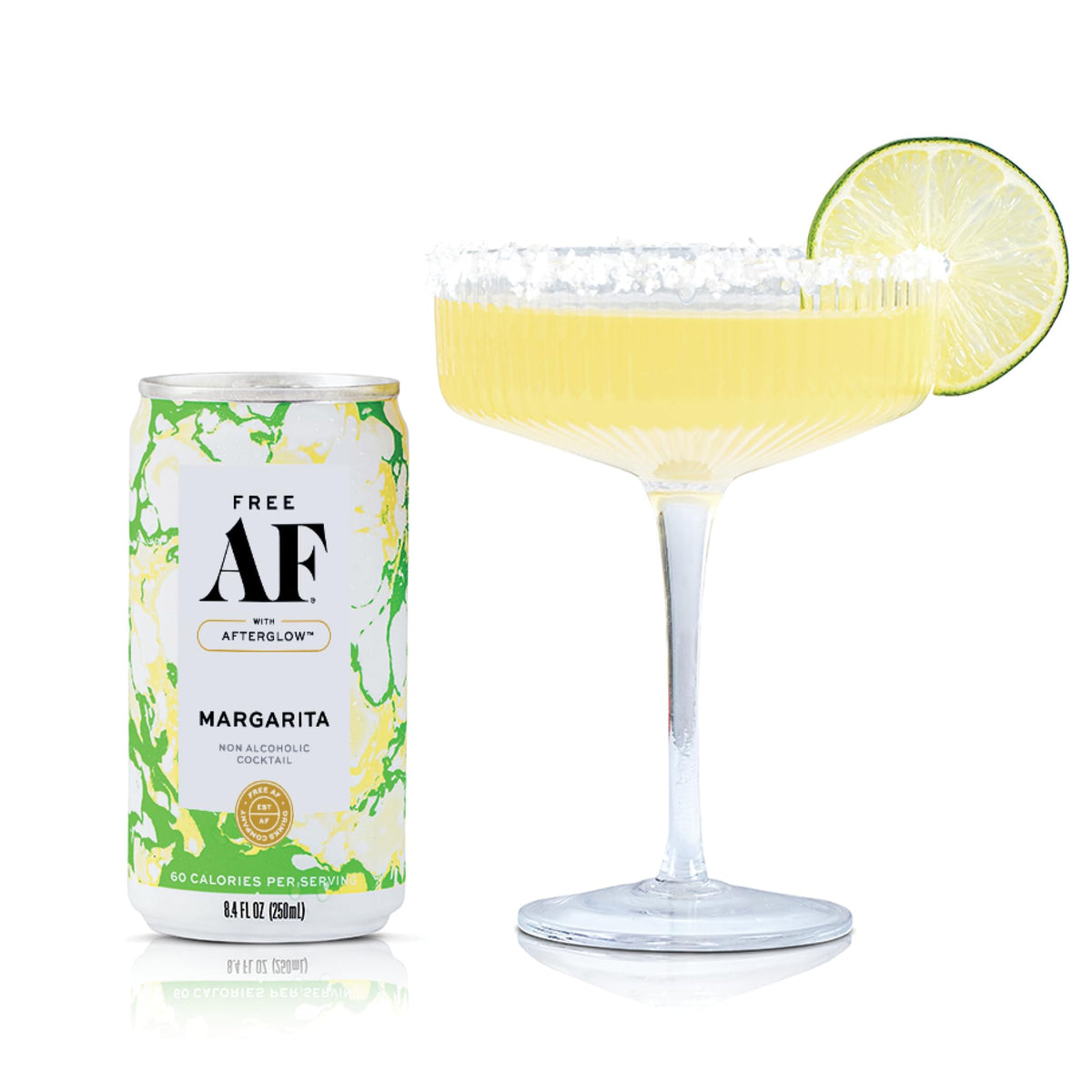 Free AF Afterglow warmth visual suggests a gentle, non-alcoholic sipping experience.