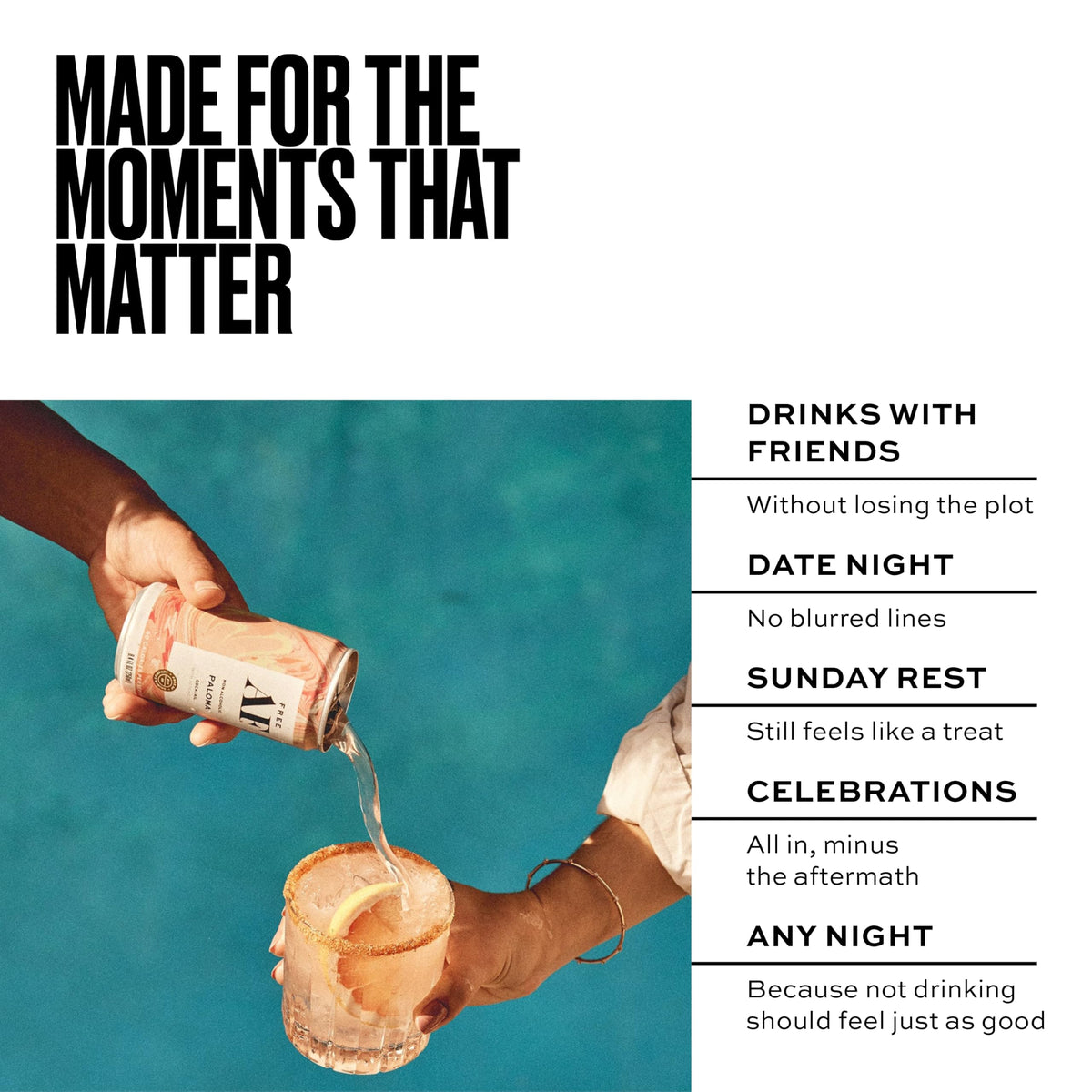 Free AF Paloma ready-to-drink setup on a party table