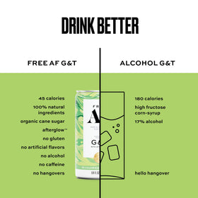 Free AF party display of cans offers a stylish alcohol-free option.