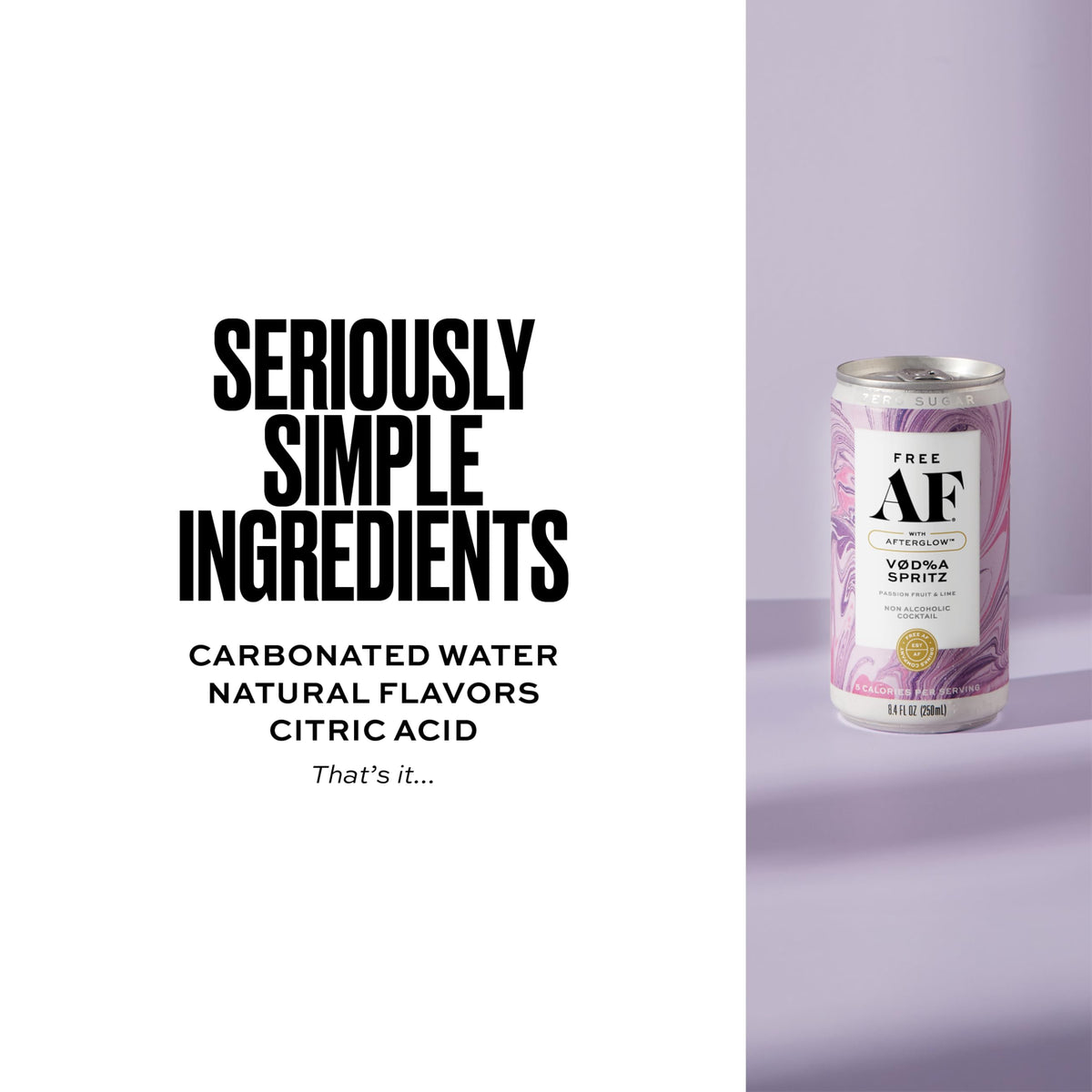 Free AF VØD%A Spritz can with lime wedge garnish ready to sip.