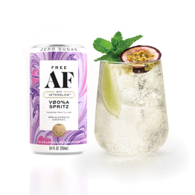 Close-up of Free AF VØD%A Spritz passion fruit aroma and color.