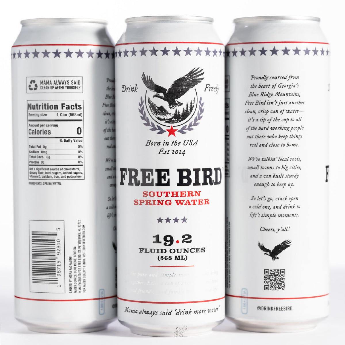 Free Bird tallboy can cold, refreshing on hot days outdoors.