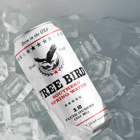 Free Bird Southern Still Water 12-pack display—crisp, clean hydration ready at home or work.