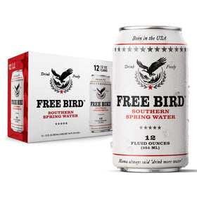 Free Bird Southern Still Water can—crisp hydration from the mountains.