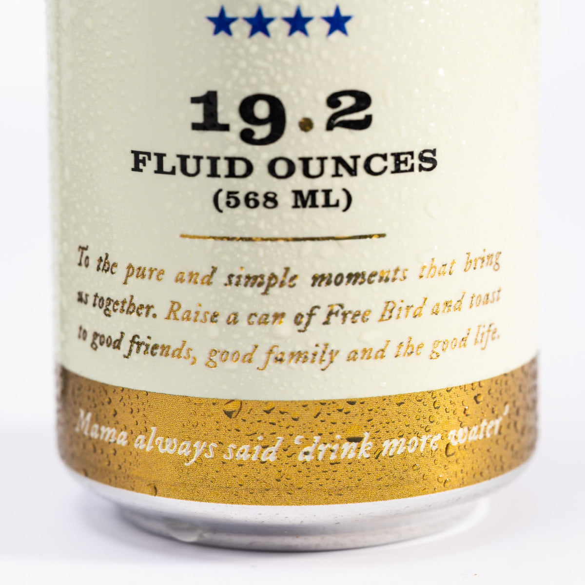 Free Bird Sparkling Southern Spring Water at a festival table, crisp bubbly hydration