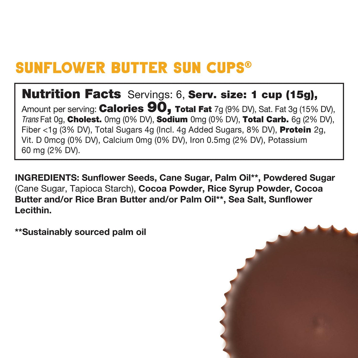 Free2b Sunflower Butter Sun Cups close-up, creamy texture and nut-free appeal.