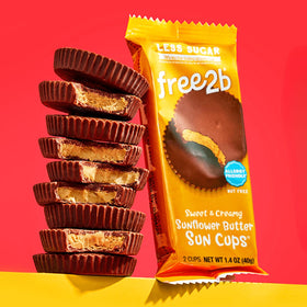 Free2b Sunflower Butter Sun Cups ingredients highlight non-GMO, plant-based goodness.