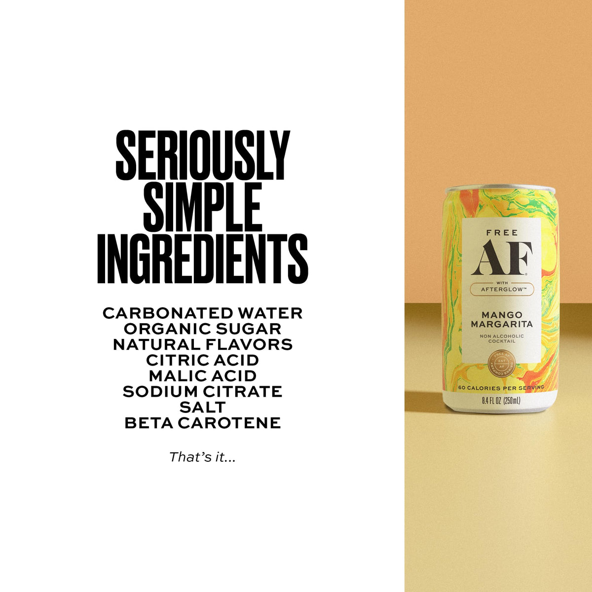 Free AF carbonated can with lime wedge implying ready-to-drink refreshment.
