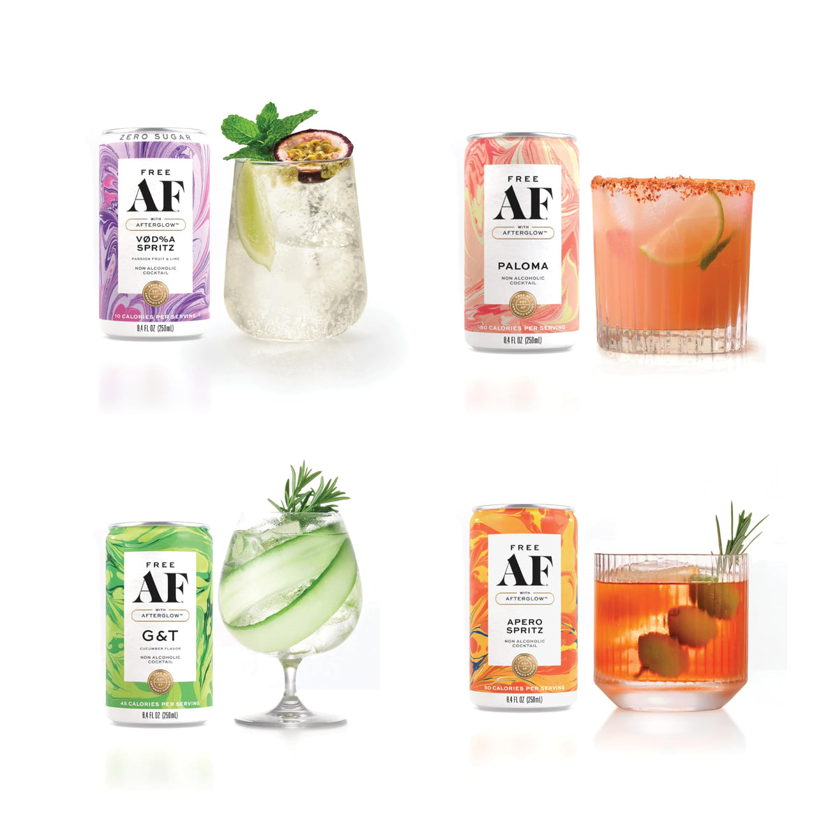 Free AF variety six-pack cans displayed for tasting