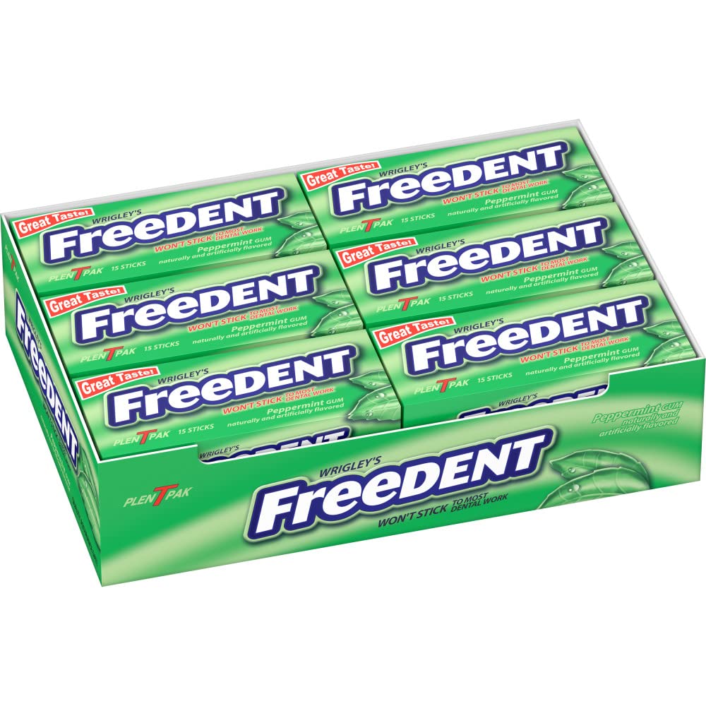 Freedent peppermint sticks in packaging for on-the-go freshness.