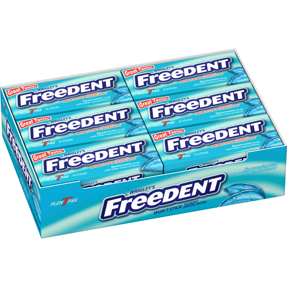 Freedent spearmint gum pack open for quick, nonstick freshness on the go