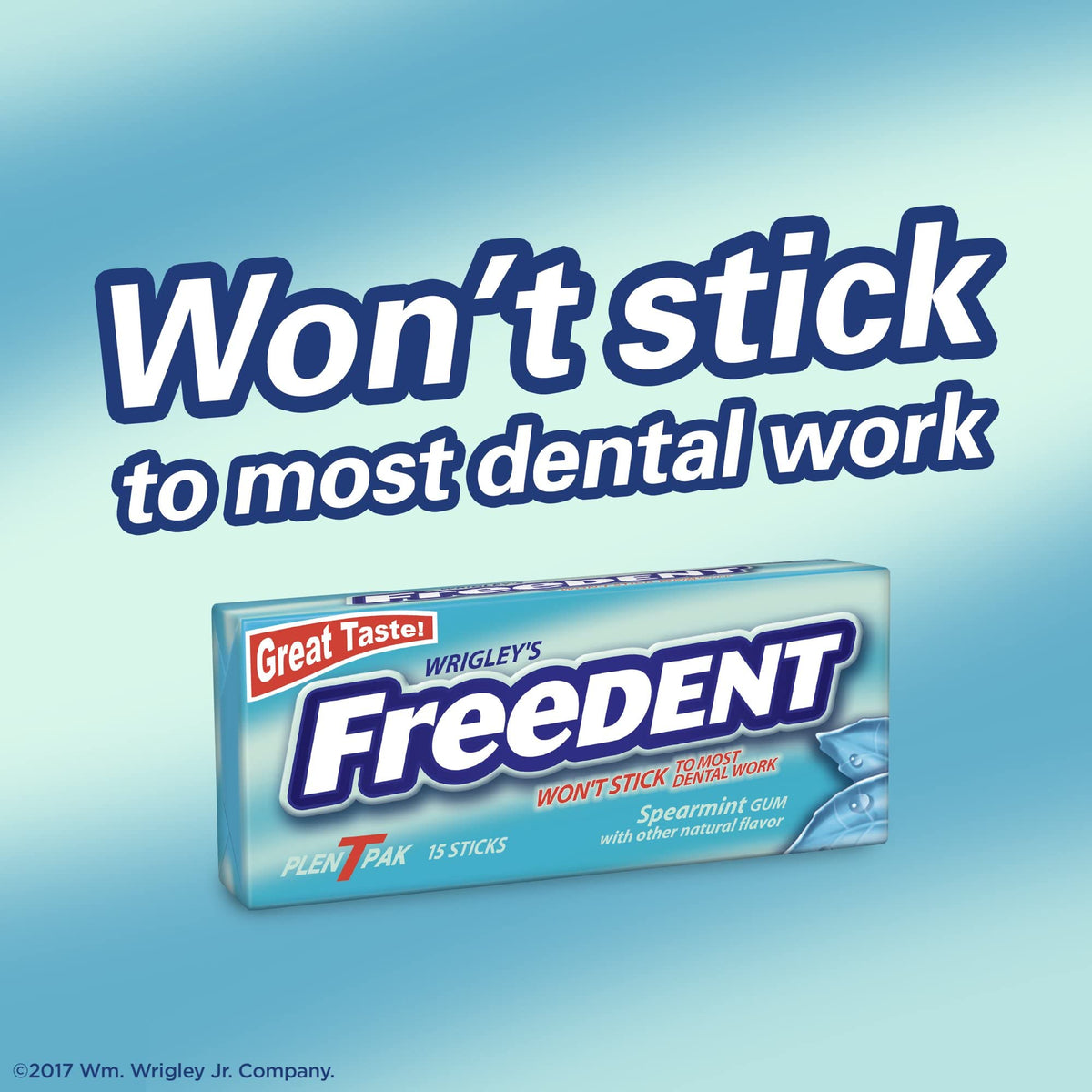 Freedent Spearmint wrapped sticks ensuring freshness for travel and daily use.