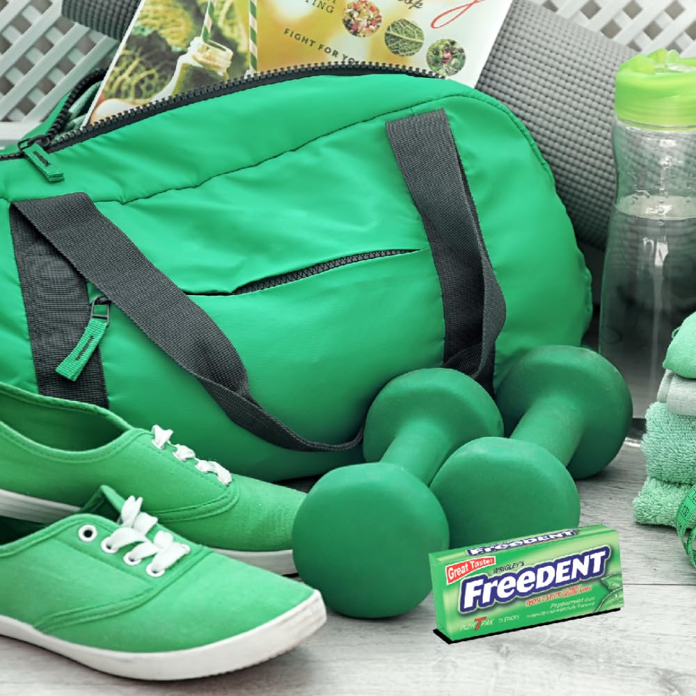 Travel-friendly Freedent pack ready for purse or bag.