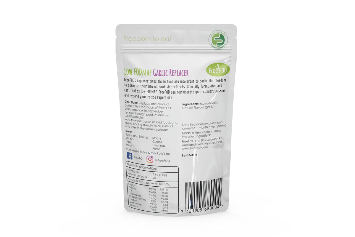 FreeFOD Garlic Replacer teaspoon dispense enables precise, low FODMAP seasoning
