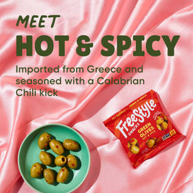 Freestyle Snacks Greek green olives ready for salads or quick bites