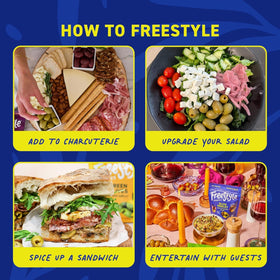Freestyle Snacks Mediterranean herb medley pack, featuring olives and aromatic herbs.
