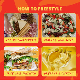Freestyle Snacks marinated olives with bold aroma and savory finish